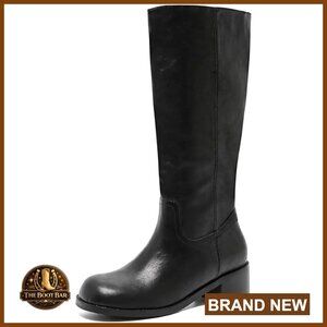 Knee High Boots Wide Calf Platform Chunky Heel Pull On Faux Leather